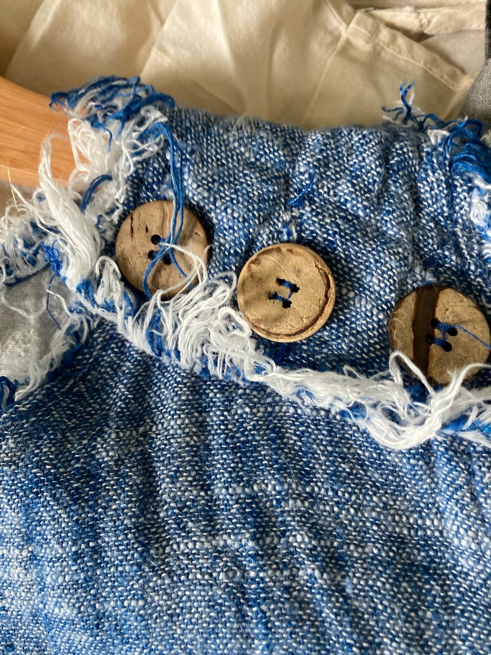 Frayed Woven Sleeveless Top - Blue - Picture 4 of 8